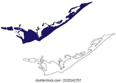 Cayo Largo del Sur island (Republic of Cuba, Cenrtal America, Caribbean islands) map vector illustration, scribble sketch map