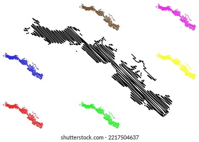 Cayo Romano and Cayo Coco island (Republic of Cuba, Cenrtal America, Caribbean islands) map vector illustration, scribble sketch map