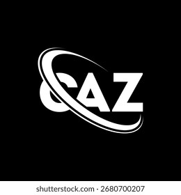 Logotipo da CAZ. Carta CAZ. Design do logotipo da letra CAZ. Logotipo inicial C AZ ligado ao logotipo do monograma em círculo e maiúsculo. Tipografia CAZ para marca de tecnologia, negócios e imóveis.