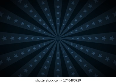 Cazino vintage background. Vector dark blue circus retro poster with stars, cartoon carnival wallpaper, starburst comic pattern