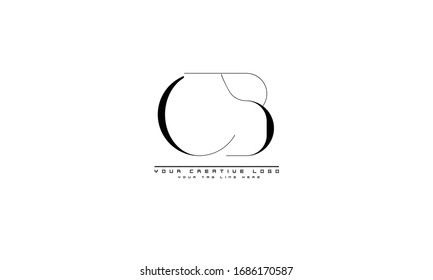 Plantilla monograma abstracto del logotipo del vector CB BC 
