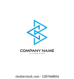 cb, bc letter logo design with triangle shape vector