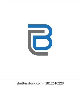 CB o BC Diseño único de logotipo abstracto plano y moderno de color azul y gris.