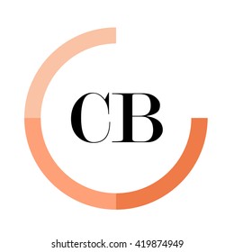 CB black letters , modern type of font , tree orange colors , simply alphabet like design identity 
