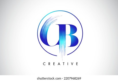 CB Brush Stroke Letter Logo Design. Das blaue Logo verleiht dem Symbol ein elegantes Circle Vector Design.