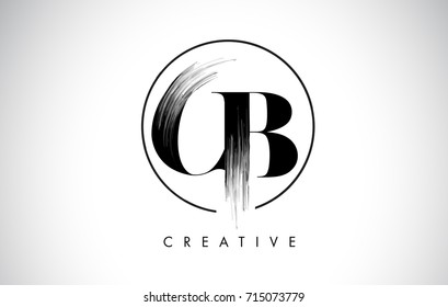CB Brush Stroke Letter Logo Design. Black Paint Logo Leters Icon with Elegant Circle Vector Design.