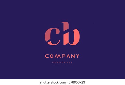 cb c b alphabet small letter blue pink creative design vector company logo icon template 