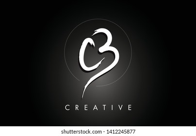 CB C B Brushed Vector Letter Logo Design with Creative Modern Brush Lettering Texture and Hexagonal Shape. Brush Letters Design Logo Vector Illustration.