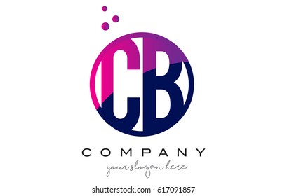 CB C B Circle Letter Logo Design with Purple Magenta Dots Bubbles Vector Illustration