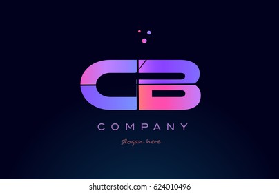 cb c b creative color blue background pink purple blue magenta alphabet letter company logo vector icon design