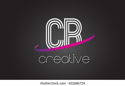 CB C B Letter Logo with Lines Design And Purple Swoosh Vector Letters Illustration.