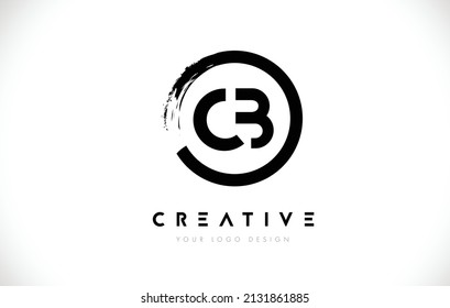Logo de la letra circular CB con diseño de pincel circular y fondo blanco.