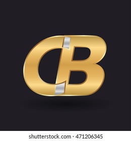 CB company letter logo golden silver black background