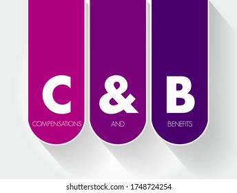 C&B - Compensations & Benefits acronym, business concept background