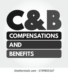 C&B - Compensations & Benefits acronym, business concept background