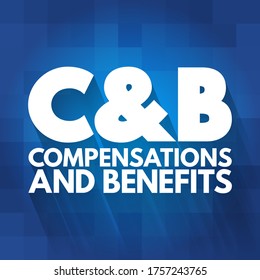 C&B - Compensations & Benefits acronym, business concept background