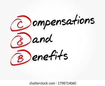 C&B - Compensations & Benefits acronym, business concept background