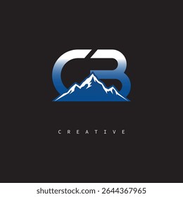  CB Creative Mountain Logo Bold Gradient Letter mark Branding Design for Business Outdoor Brands