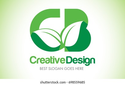 CB Green Leaf Letter Design Logo. Eco Bio Leaf Letters Icon Illustration Vetor Logo.