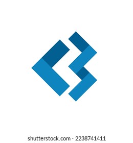 CB initial based logo made from blue colored connected folded geometric shapes. Logo for apps, technology, company, brand, product, finance, and business.