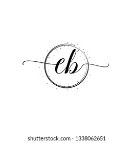 CB  Initial Handwriting logo template vector