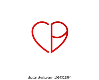 CB initial heart shape red colored logo