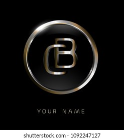 CB initial letters with circle elegant logo golden silver black background