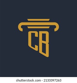 CB initial logo monogram with pillar icon design vector image