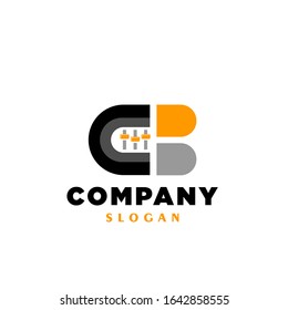 CB Initial logo for music company with slider