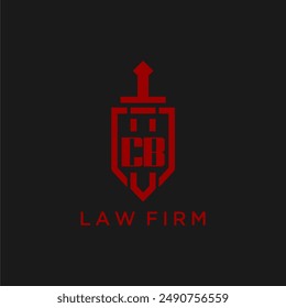 CB initial monogram for law firm with sword and shield logo image