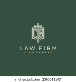 CB initial monogram for law firm with sword and shield logo image