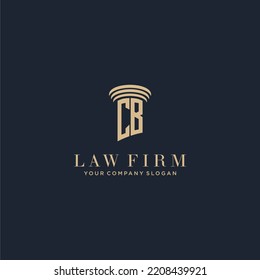 CB initial monogram lawfirm logo with pillar design