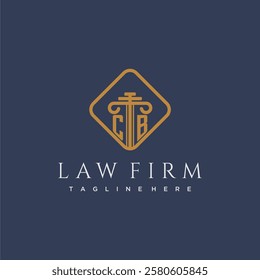 CB initial monogram logo for lawfirm with pillar in creative square design