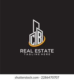 CB initial monogram logo for real estate with building style