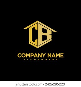 CB initial monogram logo for real estate with creative building style design