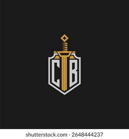 CB initial monogram for shield and sword style image