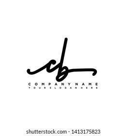 CB initial signature logo. handwriting logo template vector,
