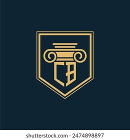 Logo de la firma de abogados CB Initials Logo de abogado con elemento de derecho creativo
