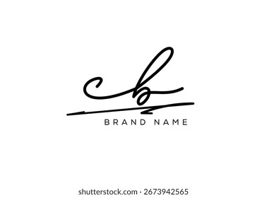 Letra CB elegante cursiva de la belleza del logotipo de la escritura a mano.
