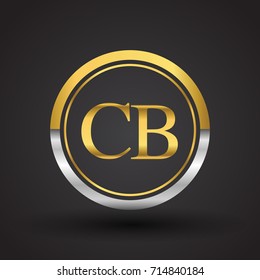 CB Letter logo in a circle, gold and silver colored. Vector design template elements for your business or company identity.