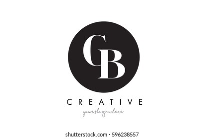 CB Letter Logo Design with Black Circle and Serif Font Vector Illustration.