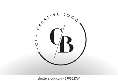 CB Letter Logo Design with Creative Intersected and Cutted Serif Font.