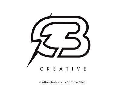 CB Letter Logo Design With Lighting Thunder Bolt. Electric Bolt Letter Logo Vector Illustration.