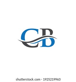 CB letter logo design. Premium Letter CB Logo Design with water wave concept