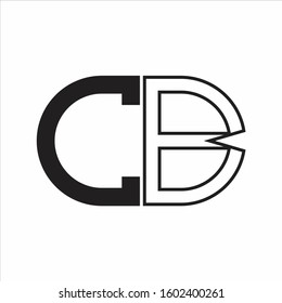 CB Letter logo monogram with oval shape negative space design template white background