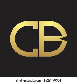 CB Letter logo monogram with oval shape design template on gold colors