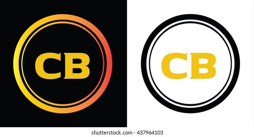 CB letters icon design template elements in abstract background logo, design identity in circle, alphabet letter