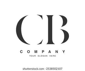 Design do logotipo da CB. Estilo de fonte serif das letras c e b iniciais. Tipografia clássica do nome da empresa. Logotipo ou identidade da moda. Ilustração vetorial.