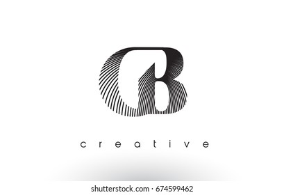 CB Logo Design With Multiple Lines. Artistic Elegant Black and White Lines Icon Vector Illustration.