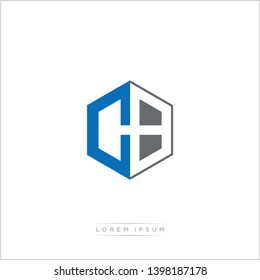 CB Logo Initial Monogram Negative Space Design Template With Blue and Grey color